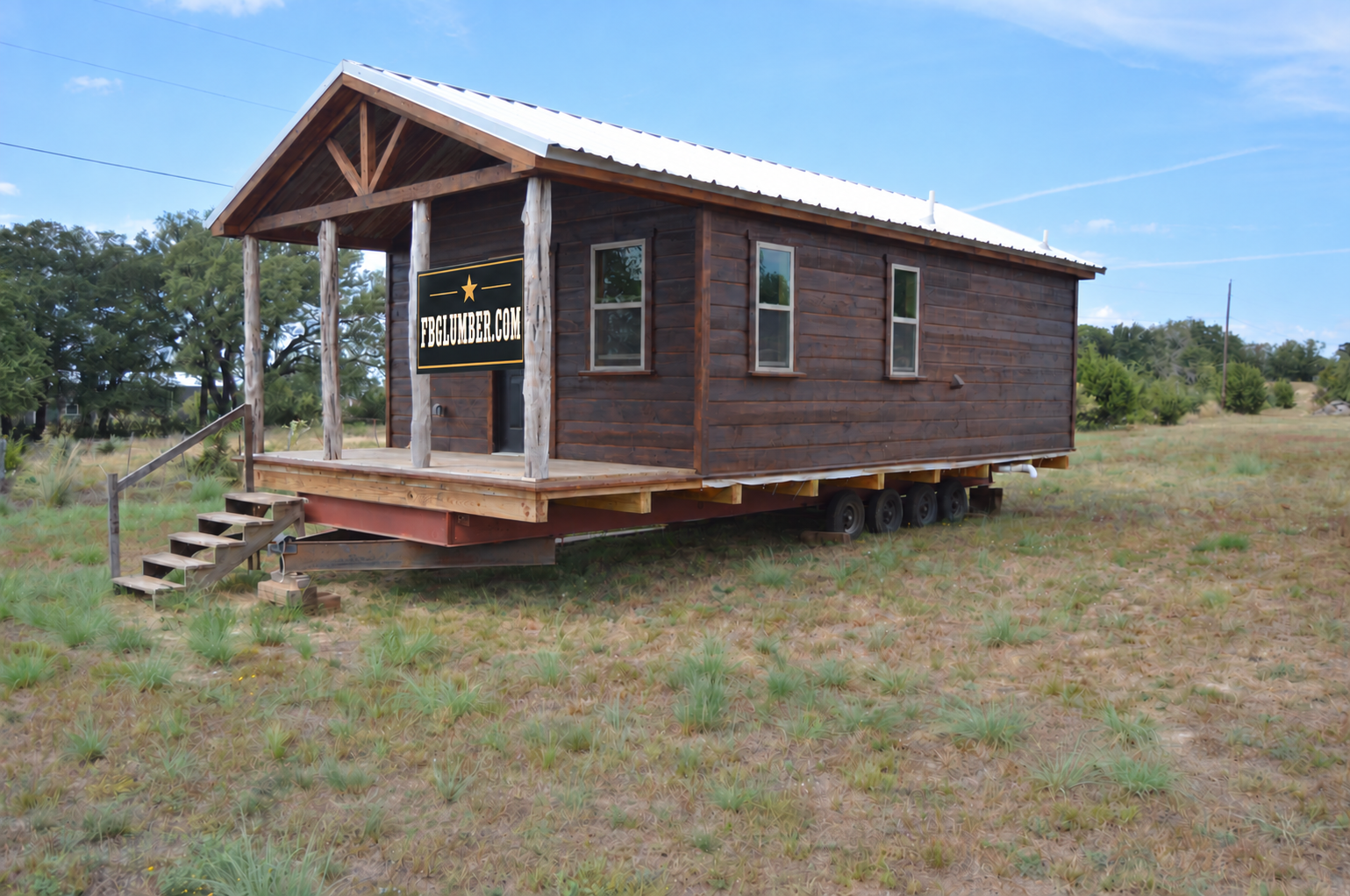 Lone Star cabin exterior and covered porch